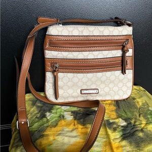 Nine West Cream and Caramel Signature Crossbody